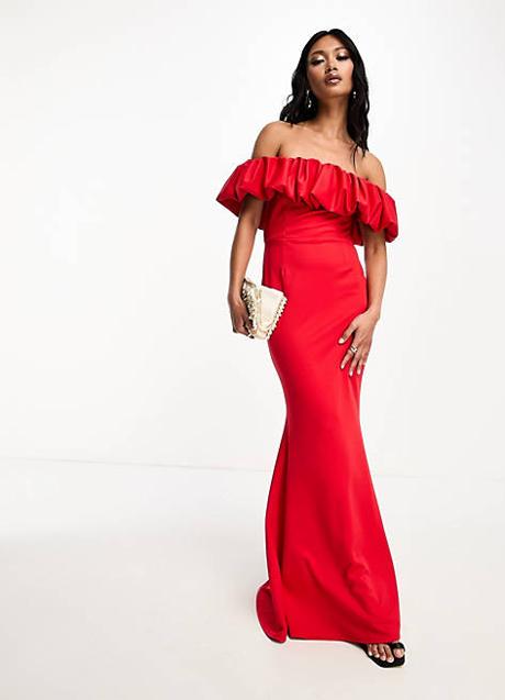 Imagen - Vestido rojo con escote bardot de True Violet. Foto: Asos