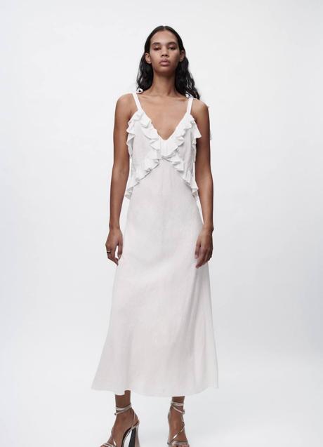 Imagen - Vestido midi de lino con detalles de volantes