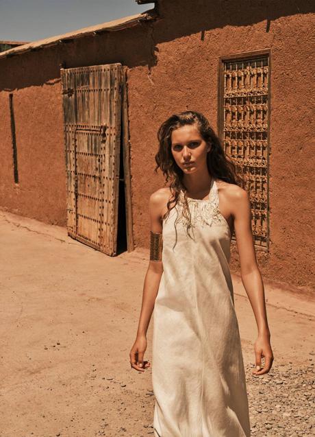 Imagen - Vestido de lino largo con flecos