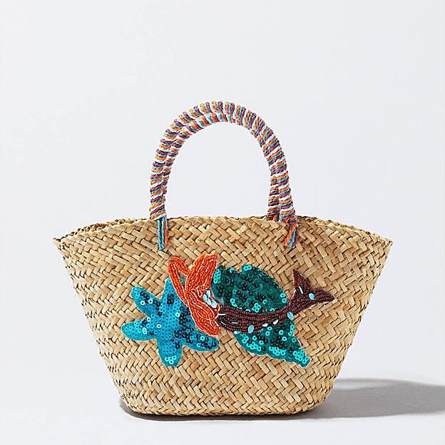 Capazo con detalles de lentejuelas y dibujo marino