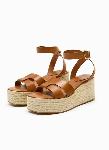 Imagen - Sandalias de piel con cuña de yute