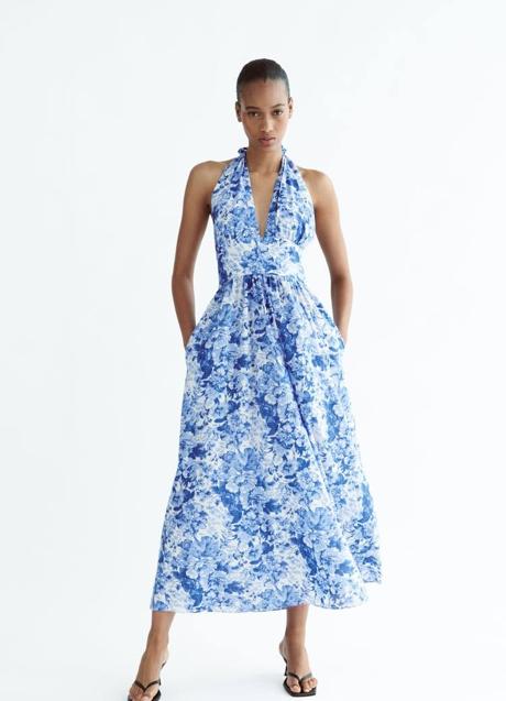 Imagen - Vestido halter con estampado azul