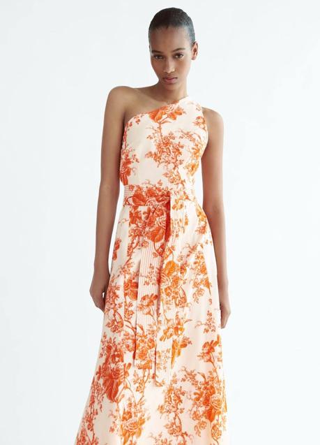 Imagen - Vestido asimétrico con estampado naranja