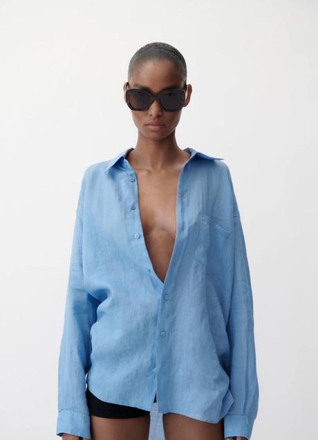 Imagen - Camisa de ramio oversize color azul