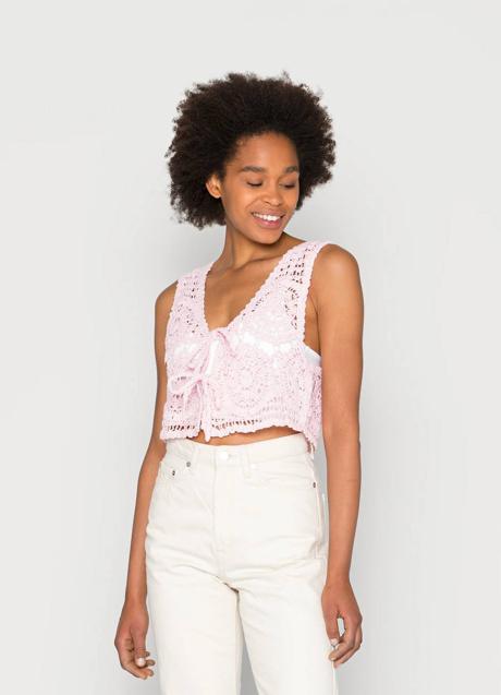 Imagen - Chaleco de punto crochet rosa