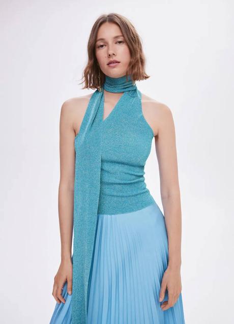 Imagen - Top con fourald en lúrex turquesa