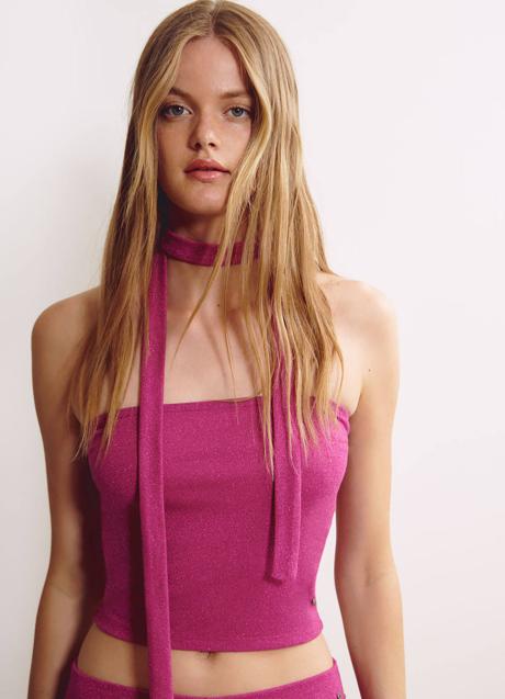 Imagen - Top bandeau con foulard en rosa fucsia