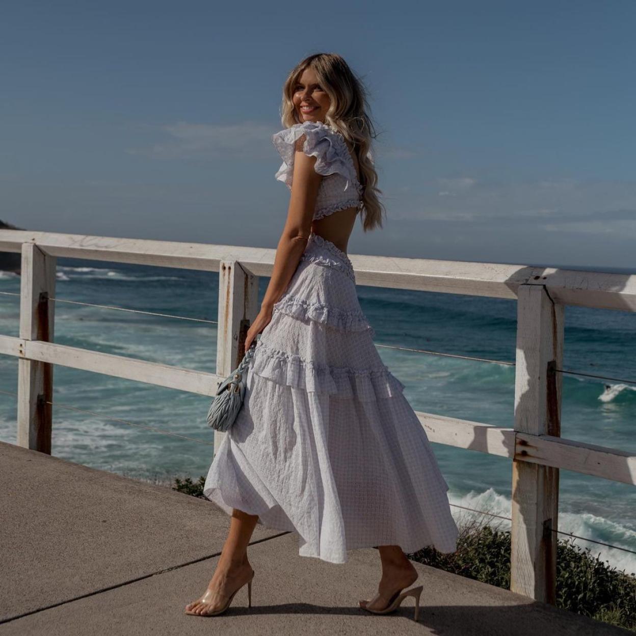 La influencer lleva un vestido boho a la moda