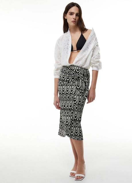 Imagen - Falda pareo con print geométrico bicolor