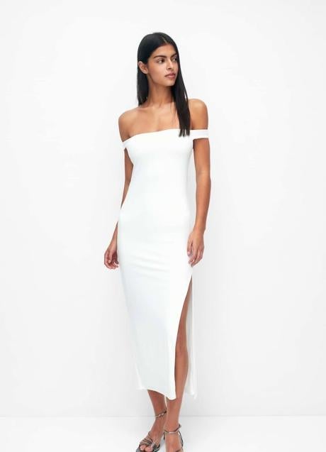 Imagen - Vestido blanco con corte entallado y escote barco