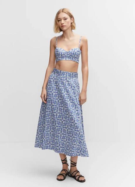 Imagen - Conjunto de top y falda con estampado azul y blanco