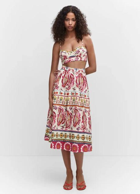 Imagen - Conjunto con falda y top en estampado multicolor