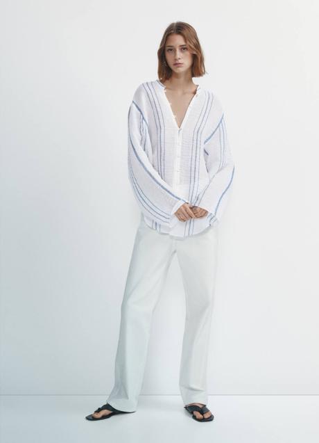 Imagen - Camisa de lino con estampado a rayas