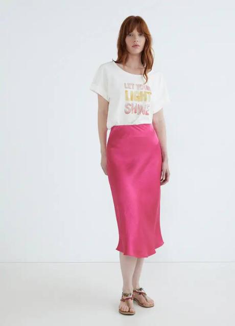 Imagen - Falda satinada en rosa fucsia