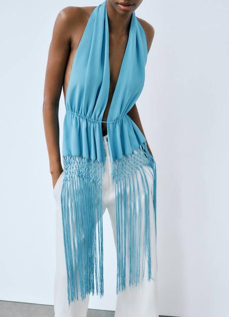 Imagen - Top con flecos y cuello halter