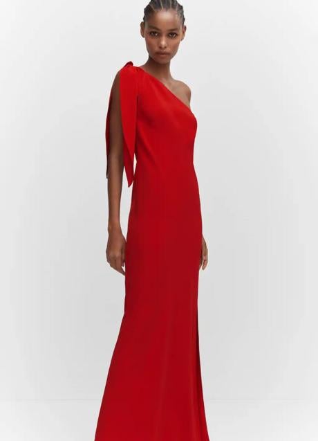 Imagen - Vestido asimétrico de invitada color rojo