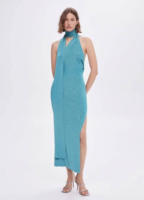 Imagen - Vestido asimétrico brillante con foulard a juego