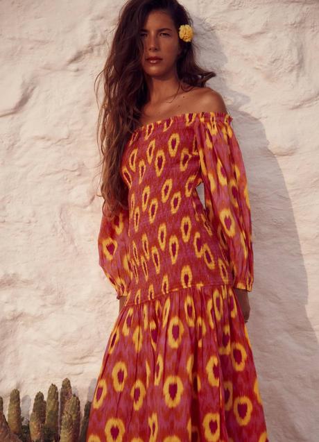 Imagen - Vestido estampado largo con manga abullonada