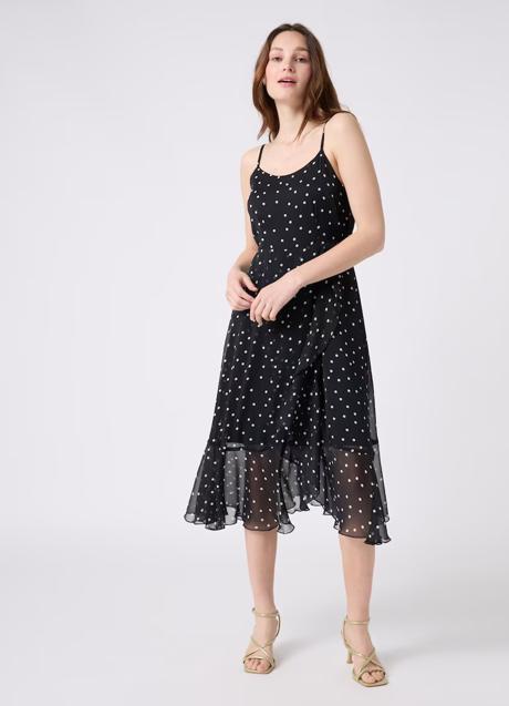 Imagen - Vestido midi en color negro y lunares de Naf Naf. Foto: El Corte Inglés.