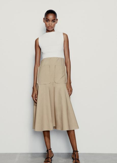 Imagen - Vestido combinado en punto de Zara. Foto: Zara.