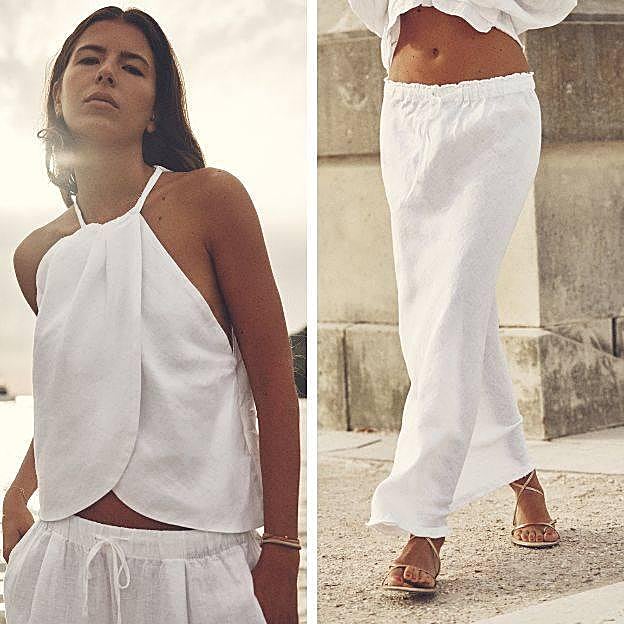 Conjunto con top y falda en color blanco