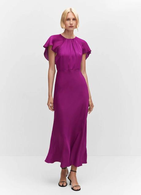 Imagen - Vestido satinado morado con capa