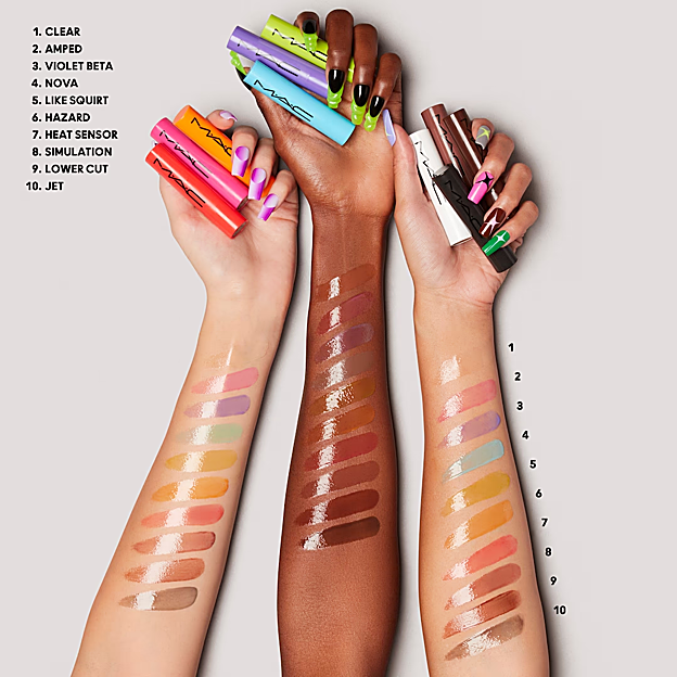 Todos los tonos disponibles del gloss de MAC.