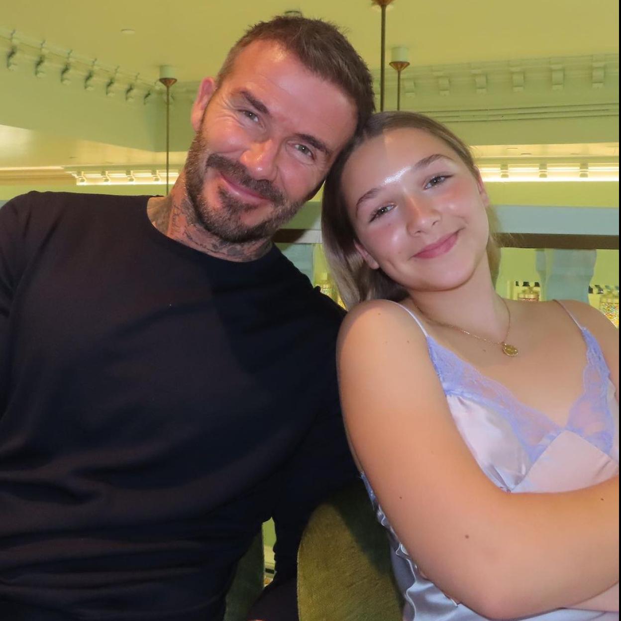 David Beckham y su hija Harper Seven.