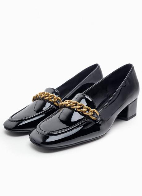 Imagen - Mocasines de tacón con caderna dorada