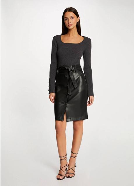 Imagen - Falda de piel midi con diseño de tubo