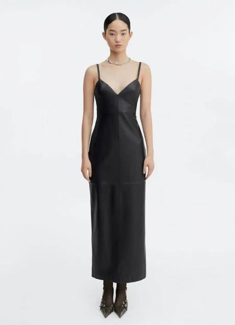 Imagen - Vestido de cuero negro con tirantes