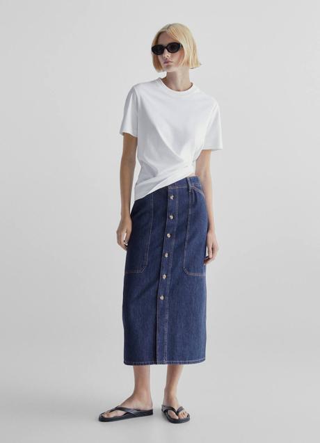 Imagen - Falda vaquera midi con botones