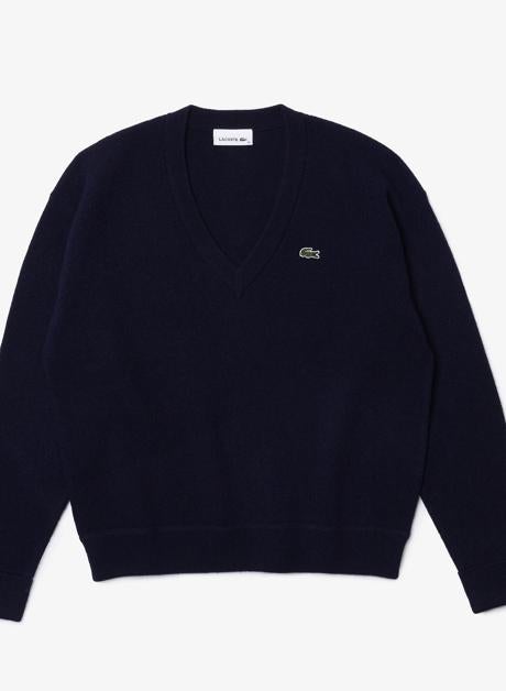 Imagen - Jersey azul marino con escote en pico de Lacoste (160 euros)