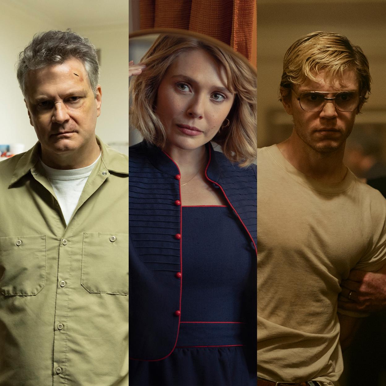 Colin Firth. Elizabeth Olsen y Evan Peters interpretando a tres criminales reales en otras tantas miniseries.
