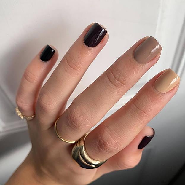 Uñas chai latte multitono