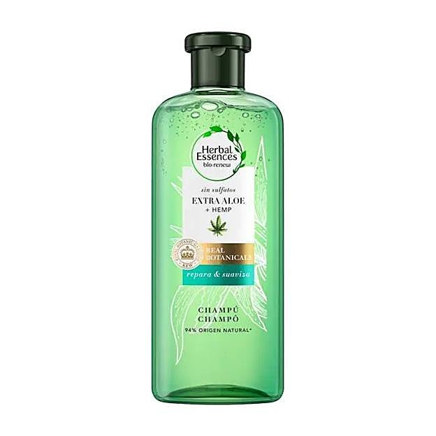 Bio Renew Champú Reparador de Cáñamo y Aloe Vera de Herbal Essences.