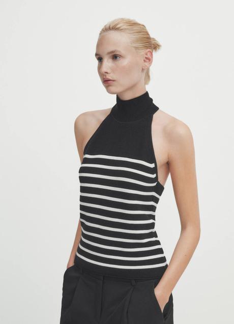 Imagen - Chaleco de cuello alto a rayas