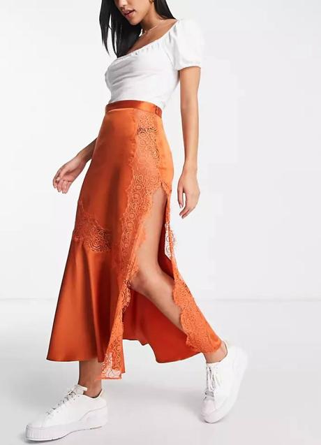 Imagen - Falda lencera con encaje a tono