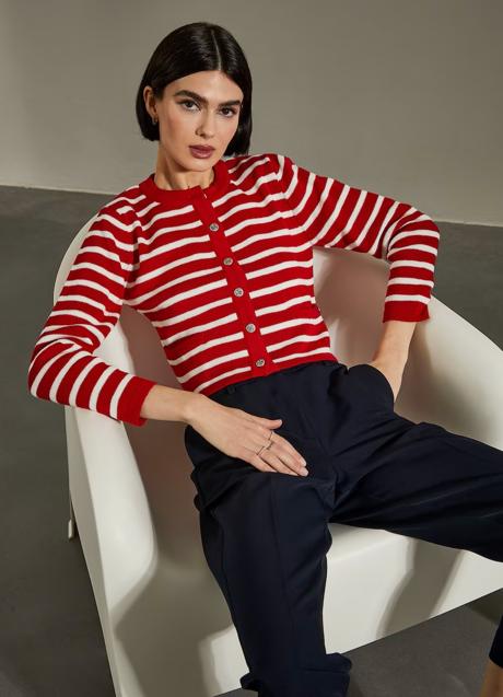 Imagen - Cárdigan con estampado de rayas en rojo de Lion of Porches. Foto: El Corte Inglés.