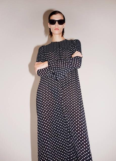 Imagen - Vestido con estampado de lunares largo