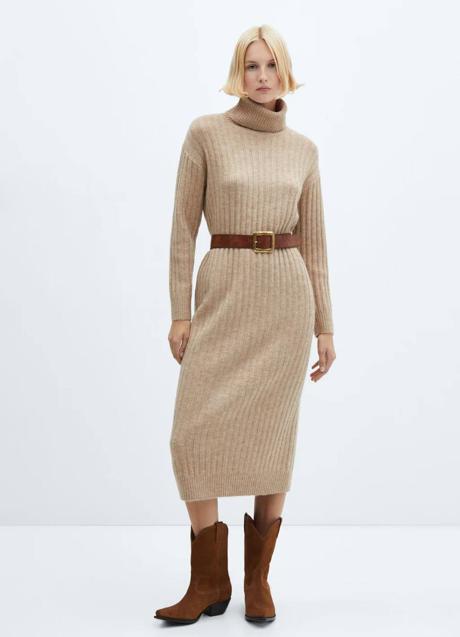 Imagen - Vestido con cuello alto en canalé