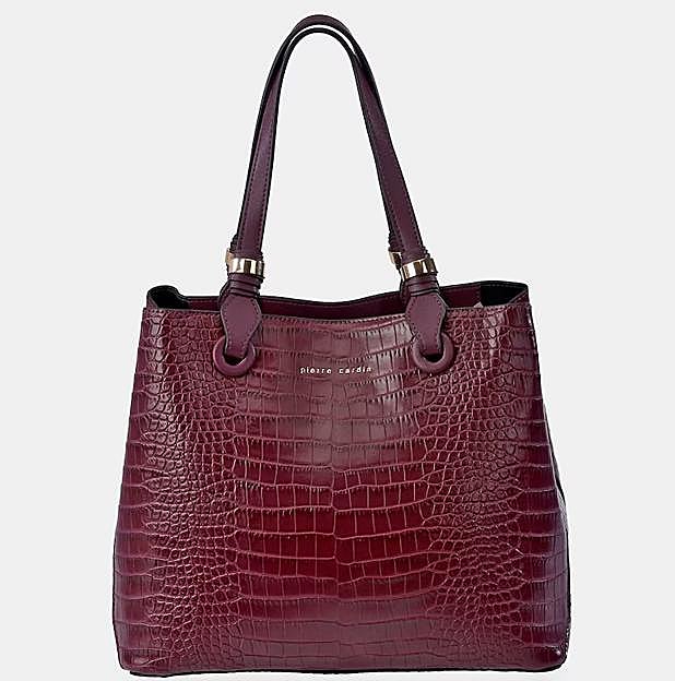 Bolso de mano con grabado en coco de Pierre Cardin.