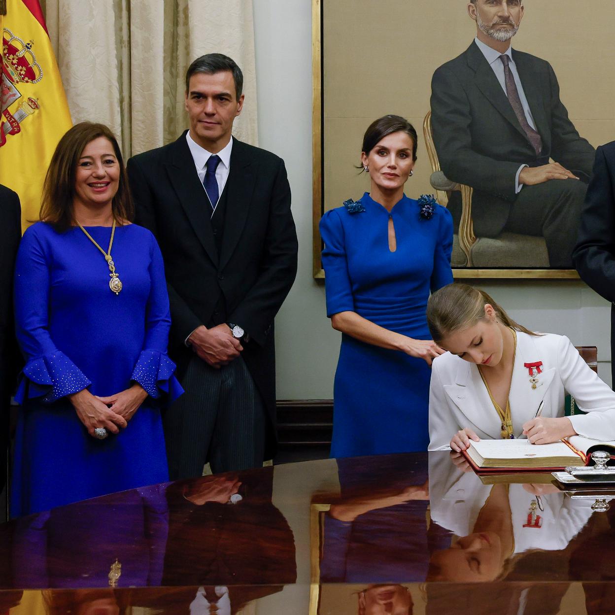 Francina Armengol, Pedro Sánchez, la reina Letizia y la princesa Leonor.