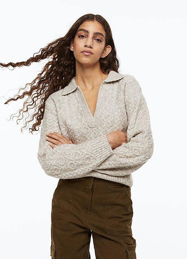 Imagen - Jersey con escote de pico en acabado trenzado