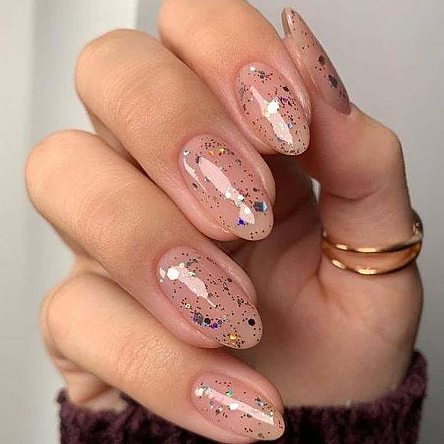 Uñas naked glitter multicolor