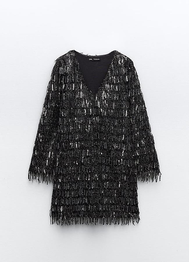 Imagen - Vestido de lentejuelas en negro de Zara. Foto: Zara.