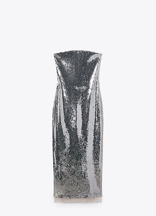 Imagen - Vestido palabra de honor de lentejuelas. Foto: Zara.