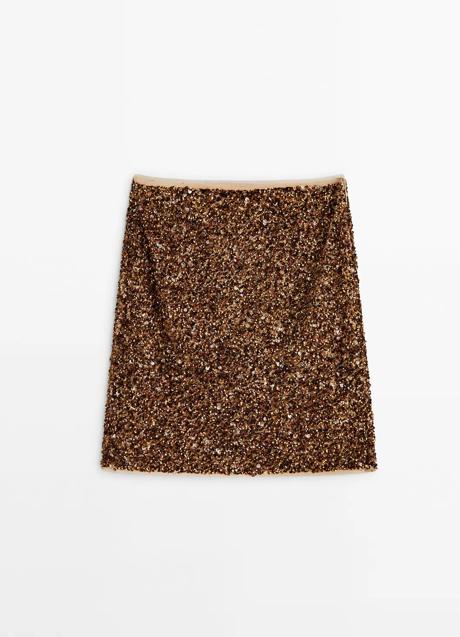 Imagen - Falda dorada de lentejuelas de Massimo Dutti (89,95 euros)