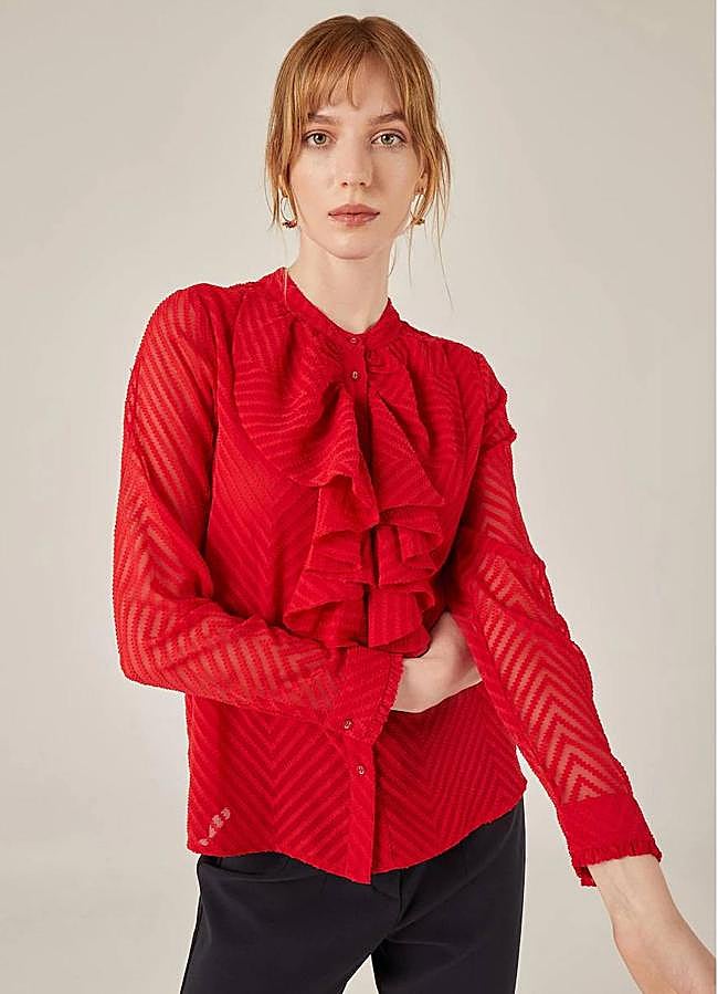 Imagen - Blusa con chorreras color rojo
