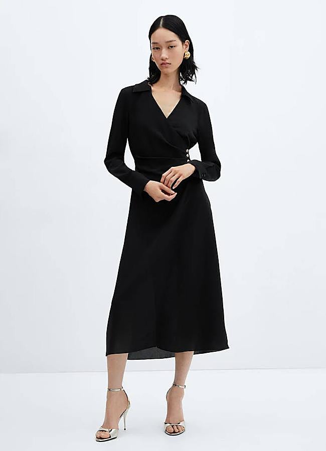 Imagen - Vestido negro midi estilo camisero